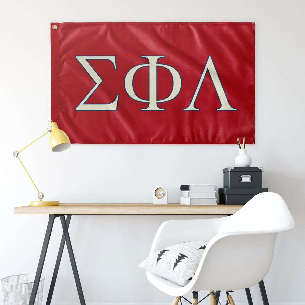 Sigma Phi Lambda Fraternity Flag - Red, Cream & Colonial Blue