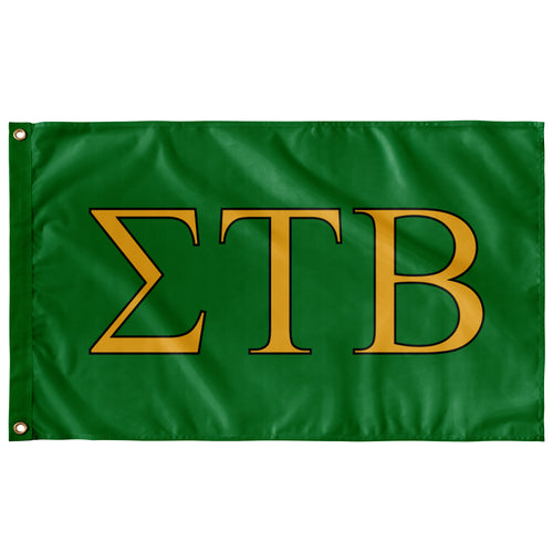 Sigma Tau Beta Fraternity Flag - Kelly Green, Light Gold & Black