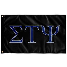 Load image into Gallery viewer, Sigma Tau Psi Fraternity Flag - Black, Royal &amp; White