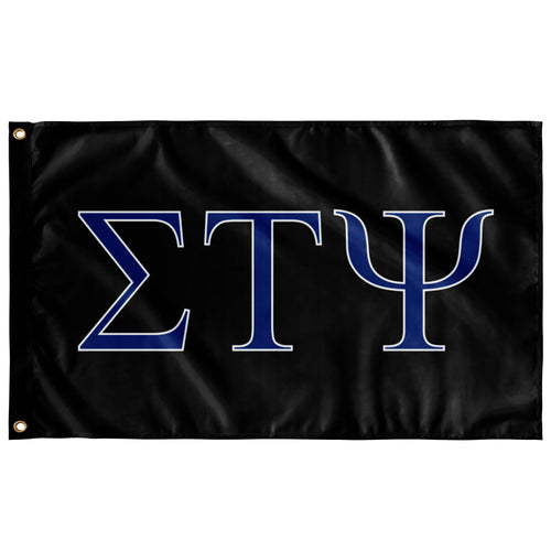 Sigma Tau Psi Fraternity Flag - Black, Royal & White