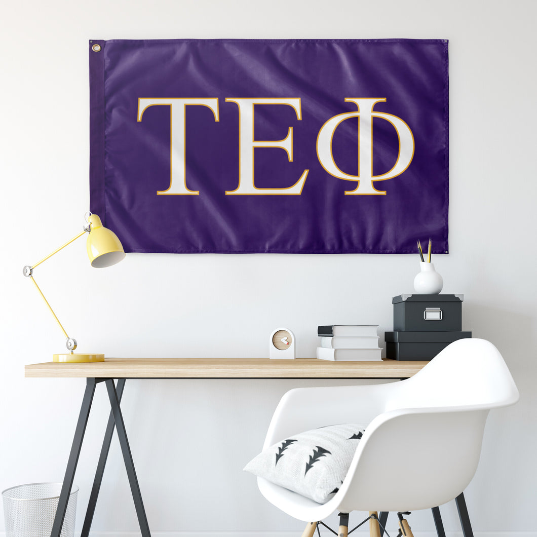 Tau Epsilon Phi Fraternity Flag - Purple, White & Light Gold