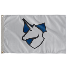 Load image into Gallery viewer, Theta Xi Logo Shield Fraternity Flag - Grey &amp; Blue