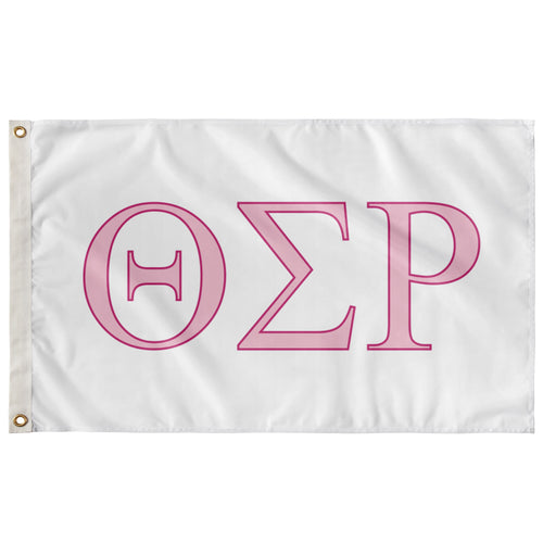 Theta Sigma Rho Sorority Flag - White, Azalea & Barbie Pink