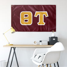Load image into Gallery viewer, Theta Tau Greek Block Flag -  Foliage Red, Light Gold &amp; White