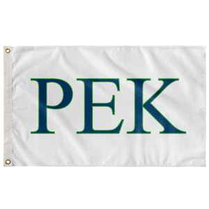 Rho Epsilon Kappa Greek Flag -  White, Colonial Blue & Bright Green