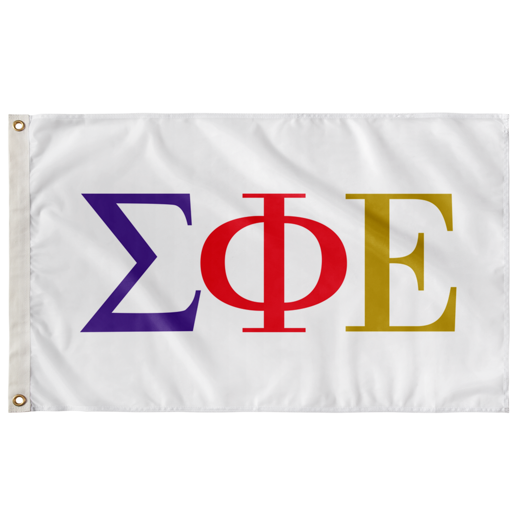 Sigma Phi Epsilon Fraternity Letter Flag - White & Multi