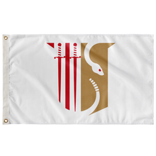 Load image into Gallery viewer, Theta Chi Fraternity Symbol Flag - White, Red &amp; Gold