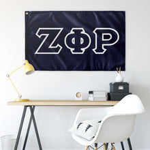 Load image into Gallery viewer, Zeta Phi Rho Greek Block Flag - Navy &amp; White