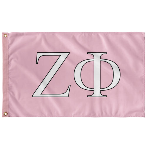 Zeta Phi Sorority Flag - Azalea, White & Black