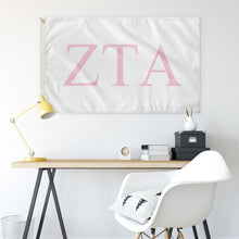 Load image into Gallery viewer, Zeta Tau Alpha Sorority Flag - White &amp; Azalea