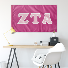Load image into Gallery viewer, Zeta Tau Alpha Greek Block Flag - Tropicana, Azalea &amp; White