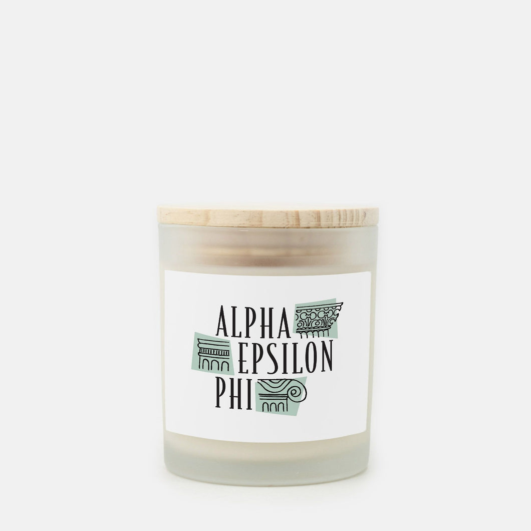 Alpha Epsilon Phi Frosted Glass Scented Candle