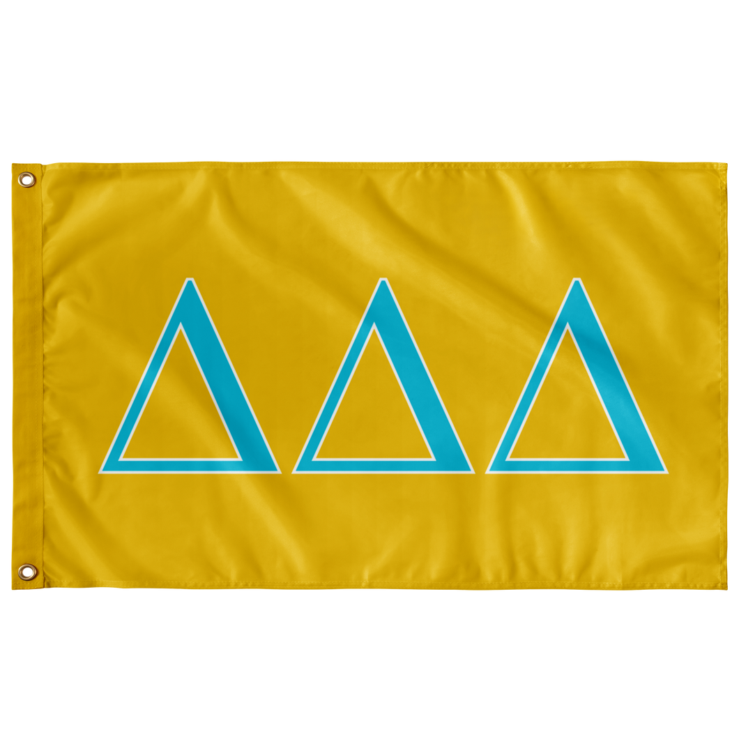 Delta Delta Delta Sorority Flag - Gold, Bright Blue & White