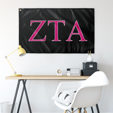 Load image into Gallery viewer, Zeta Tau  Alpha Sorority Flag - Black, Bright Pink &amp; White