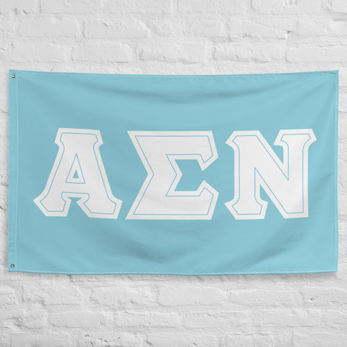 Alpha Sigma Nu Fraternity Flag - Aqua & White
