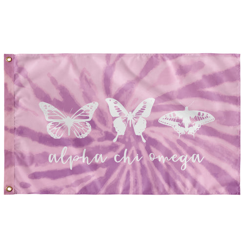 Alpha Chi Omega Tie-Dye Butterfly Flag