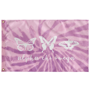 Alpha Chi Omega Tie-Dye Butterfly Flag