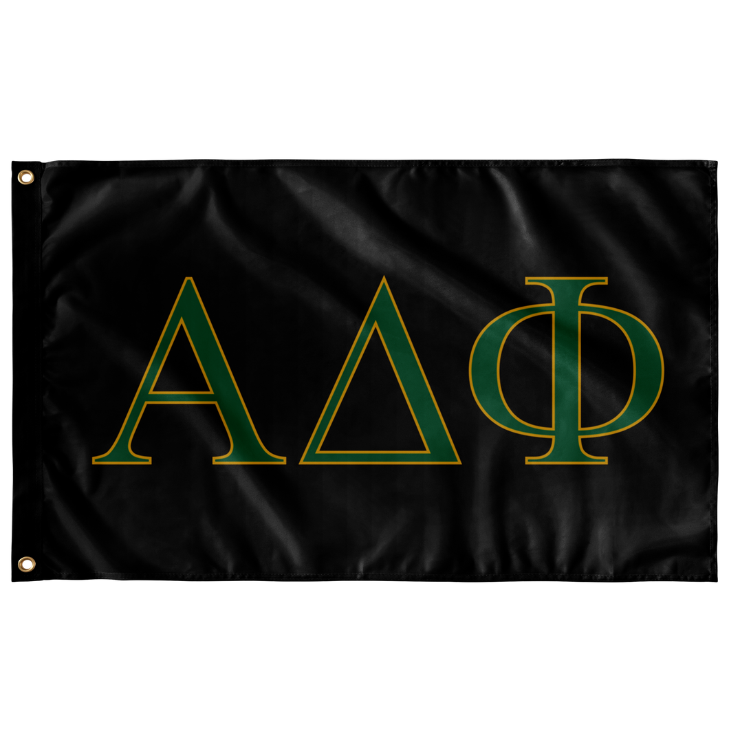 Alpha Delta Phi Fraternity Flag - Black, Dark Green & Gold