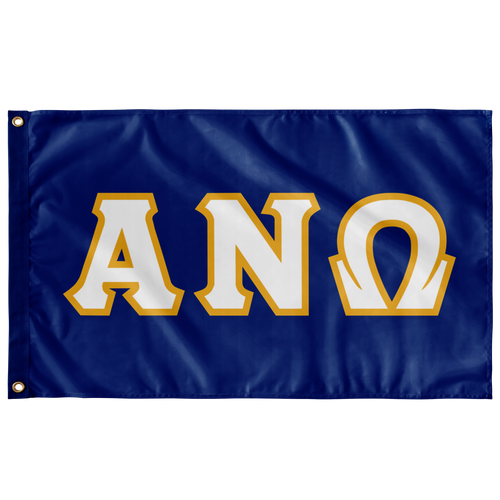Alpha Nu Omega Greek Block Flag - Royal, White & Light Gold