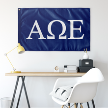 Load image into Gallery viewer, Alpha Omega Epsilon Sorority Flag - Royal &amp; White