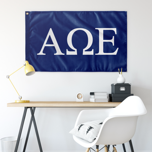 Alpha Omega Epsilon Sorority Flag - Royal & White