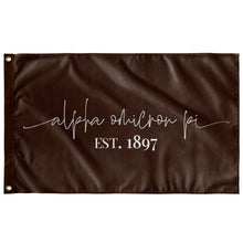 Load image into Gallery viewer, Alpha Omicron Pi Sorority Script Flag - Brown &amp; White