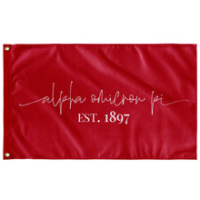 Load image into Gallery viewer, Alpha Omicron Pi Sorority Script Flag - Cardinal &amp; White