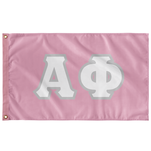 Alpha Phi Greek Block Flag - Light Pink, White & Light Silver