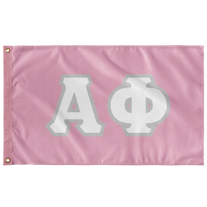 Alpha Phi Greek Block Flag - Light Pink, White & Light Silver