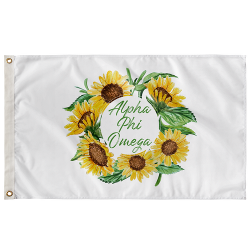 Alpha Phi Omega Sunflower Wreath Greek Flag
