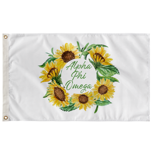 Alpha Phi Omega Sunflower Wreath Greek Flag