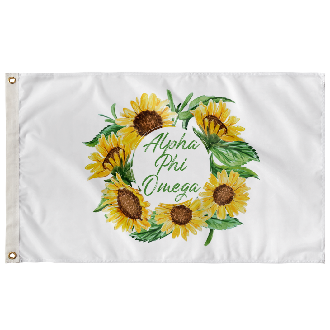 Alpha Phi Omega Sunflower Wreath Greek Flag