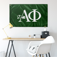 Load image into Gallery viewer, Alpha Phi Full Letters Sorority Flag - Dark Green &amp; White