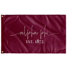 Load image into Gallery viewer, Alpha Phi Sorority Script Flag - Bordeaux &amp; White