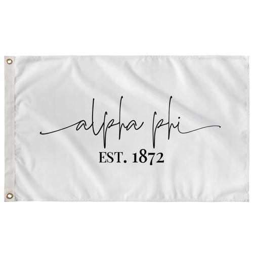 Alpha Phi Sorority Script Flag - White & Black