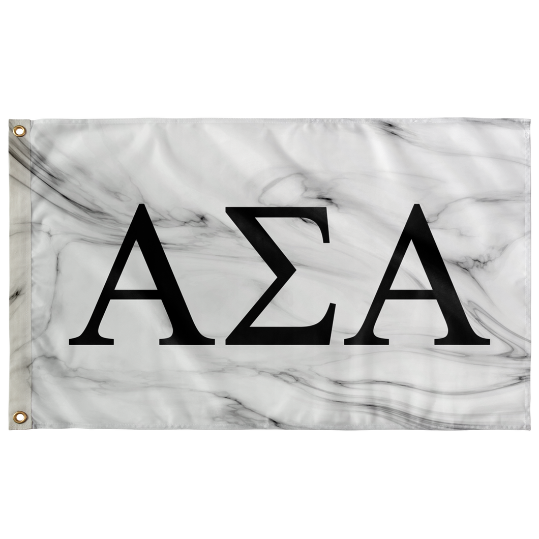 Alpha Sigma Alpha White Marble Flag