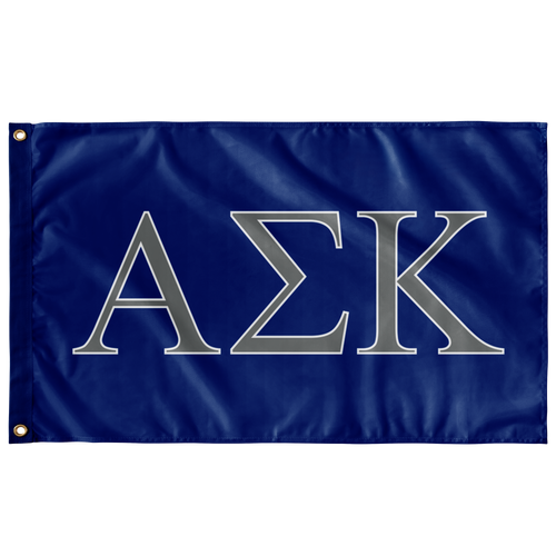 Alpha Sigma Kappa Sorority Flag - Royal, Silver & White