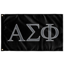 Load image into Gallery viewer, Alpha Sigma Phi Fraternity Flag - Black, Metal &amp; White