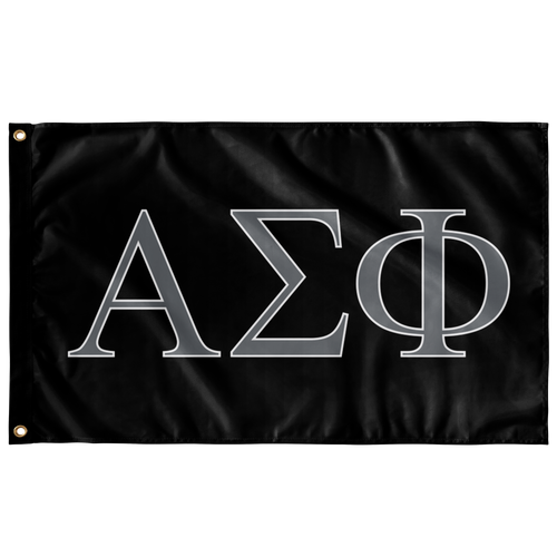 Alpha Sigma Phi Fraternity Flag - Black, Metal & White