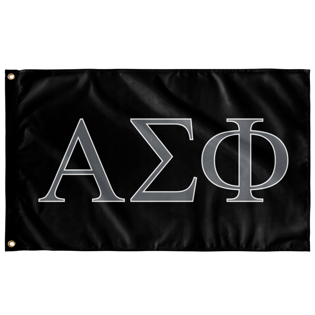 Alpha Sigma Phi Fraternity Flag - Black, Metal & White