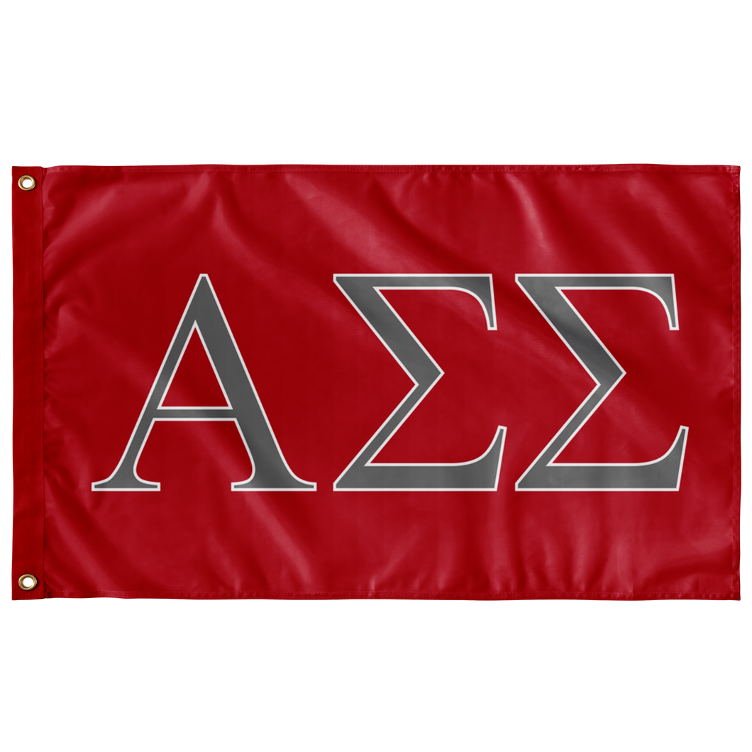 Alpha Sigma Sigma Fraternity Flag - Red, Silver Grey & White