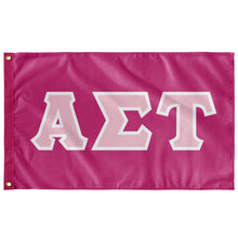 Load image into Gallery viewer, Alpha Sigma Tau Greek Block Flag - Barbie Pink, Azalea &amp; White