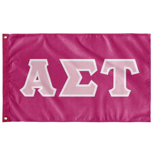 Alpha Sigma Tau Greek Block Flag - Barbie Pink, Azalea & White