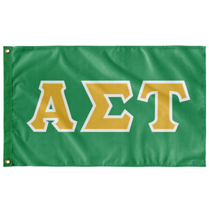 Alpha Sigma Tau Greek Block Flag - Custom Green, Custom Gold & White