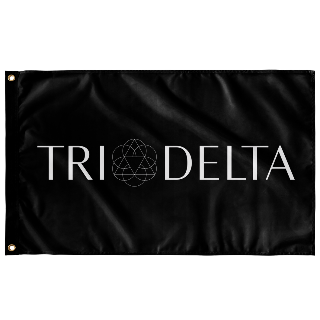 Tri Delta Logo Sorority Flag - Black & White