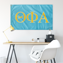 Load image into Gallery viewer, Theta Phi Alpha Sorority Flag - Turquoise, Goldenrod &amp; White