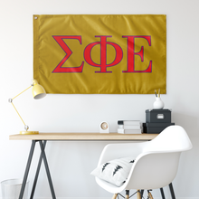 Load image into Gallery viewer, Sigma Phi Epsilon Greek Letters Flag - Gold, Red &amp; Purple