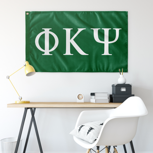 Phi Kappa Psi Greek Letters Flag - Green & White