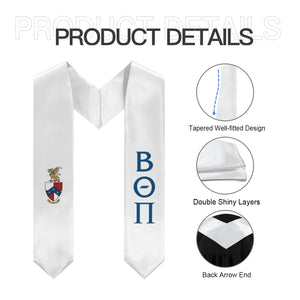 Beta Theta Pi Graduation Stole With Crest - White & Blue