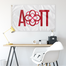 Load image into Gallery viewer, Alpha Omicron Pi Infinity Rose Sorority Flag - White